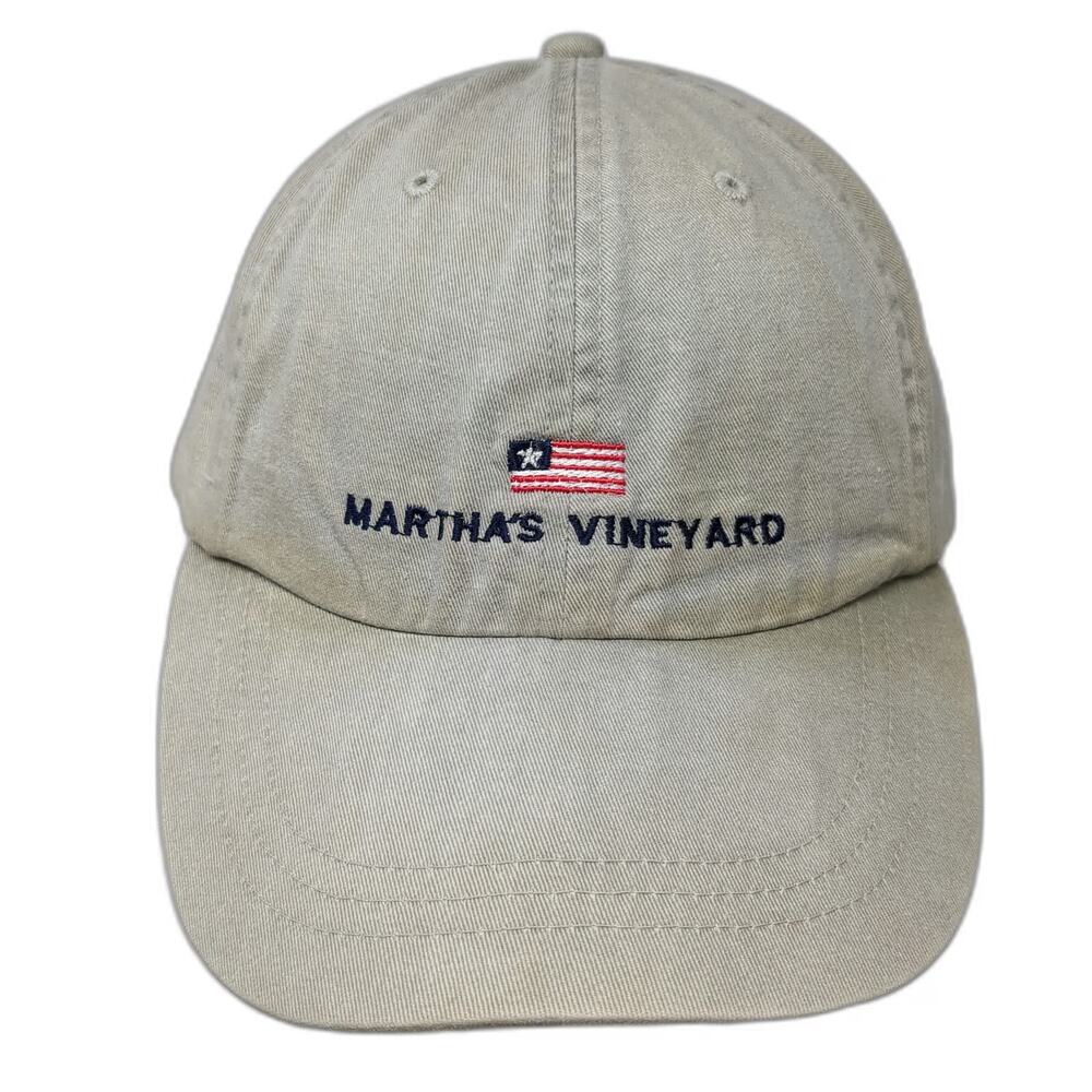 Adams Martha's Vineyard American Flag Baseball Cap Beige One Size Leather Hat